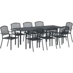 vidaXL 9-teiliges Gartenmöbel Set Anthrazit Stahl