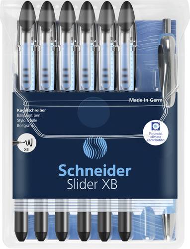 Schneider Schreibgeräte Kugelschreiber Slider Basic XB Rave 6er Etui + Slider Rave XB schwarz 151276 Kugelschreiber 6St.