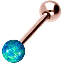 Chirurgenstahl Barbell SYNTHETISCHER OPAL + CHIRURGENSTAHL-KUGEL