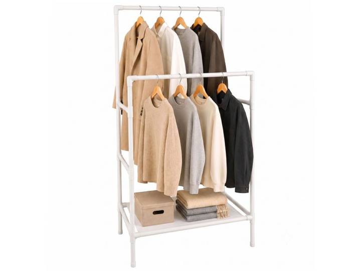 Relaxdays Kleiderständer 2 Ablagen Stecksystem