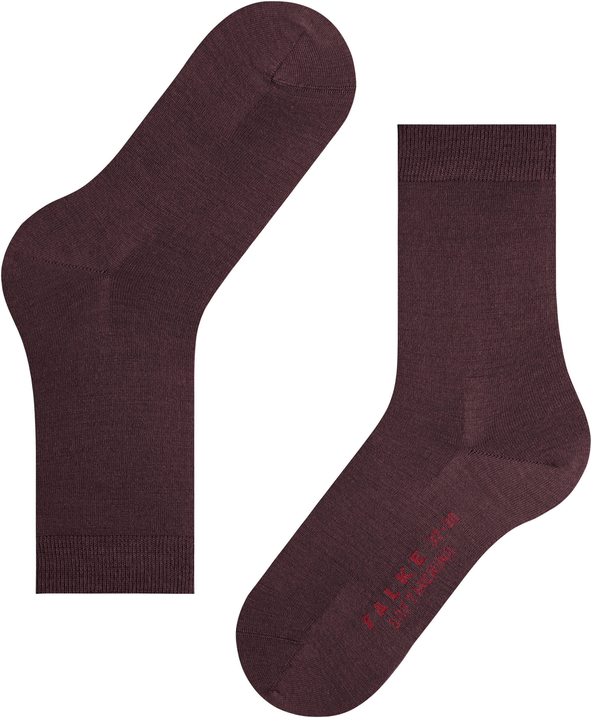 Socken FALKE "Softmerino", Damen, Gr. 35-36, Sockengrösse, braun (8596, barolo), Materialmix, unifarben, Socken Socken, feines Maschenbild, für Alltag und Business, atmungsaktiv 8596, barolo 35-36, Sockengrösse
