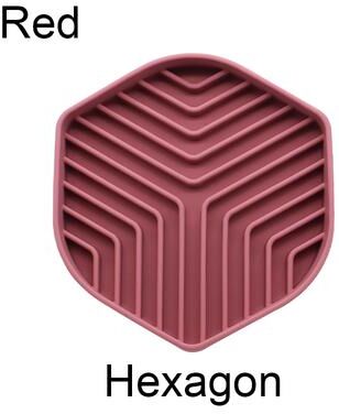 Youfap Market Non Slip Dog Lick Mat Slow Feeder Silicone Pet Feeding Mat For Calm And Healthy Mealtime red Hexagon