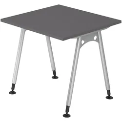 bümö manuell höhenverstellbarer Schreibtisch 80x80 cm in graphit - PC Tisch höhenverstellbar & klein, höhenverstellbarer Tisch Büro, kleiner