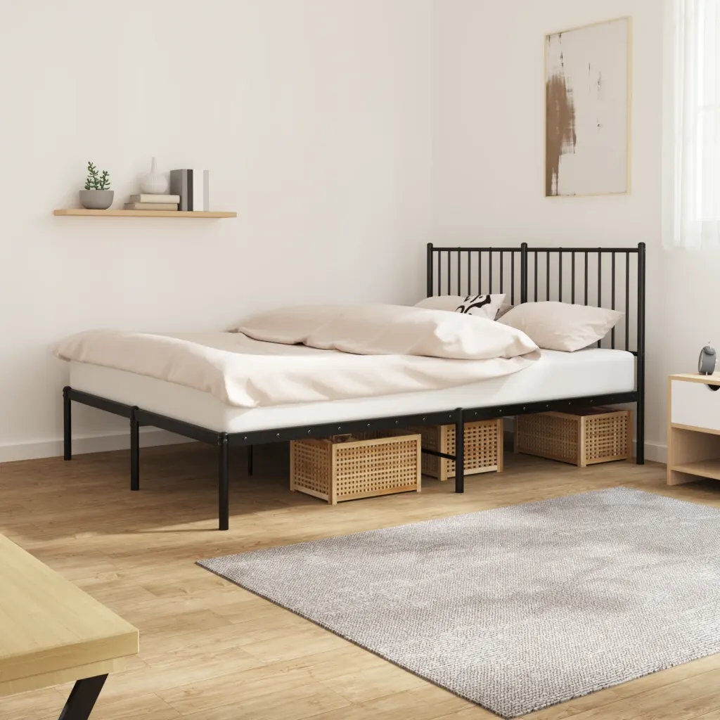 17 Stories Lidwina Bed Frame Black 140 x 200 cm