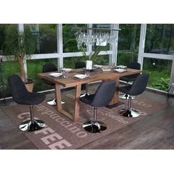 6er-Set Esszimmerstuhl MCW-A60, Drehstuhl Stuhl, Chrom ~ Textil dunkelgrau