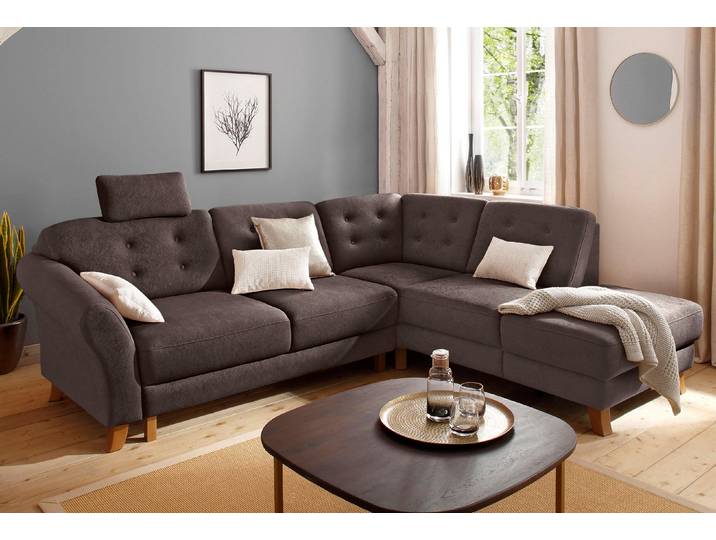 Ecksofa, Luxus-Microfaser ALTARA NUBUCK, Dunkelbraun 260×90 cm, Mit Bettfunktion, Modern, Home Affaire