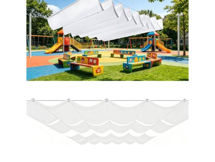 Verstellbar Welle Markisenstoff Windschutz Reißfest 6.1x10m Weiß Segel Baldachin Uv Schutz, Windstabil, Wasserabweisend, Nach Mass Für Pergola Garten Wintergarten