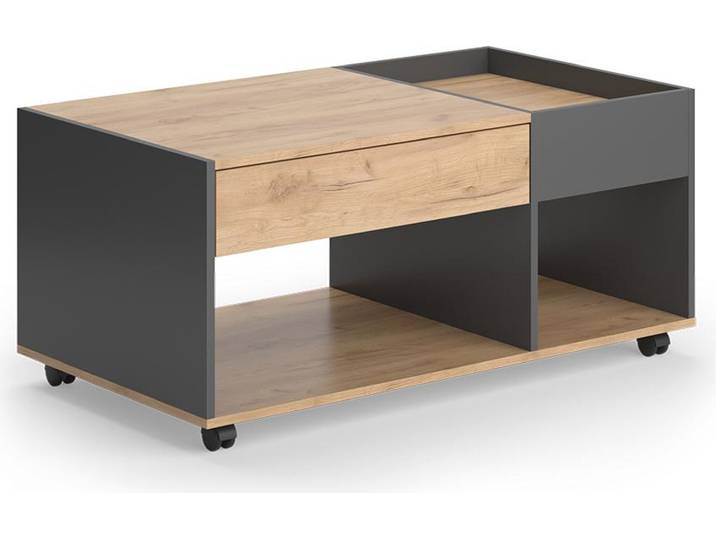 Couchtisch Vicco Maik Goldkraft Eiche/Anthrazit 110 x 60 cm mit Schublade, Model 55568
