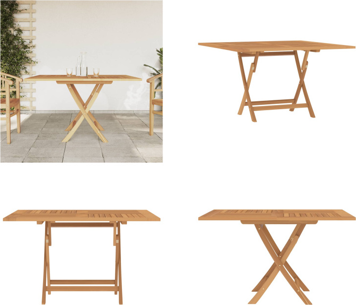 vidaXL Gartentisch Klappbar 120x120x75 cm Massivholz Teak - Gartentisch - Gartentische - Outdoor Tisch - Terrassentisch
