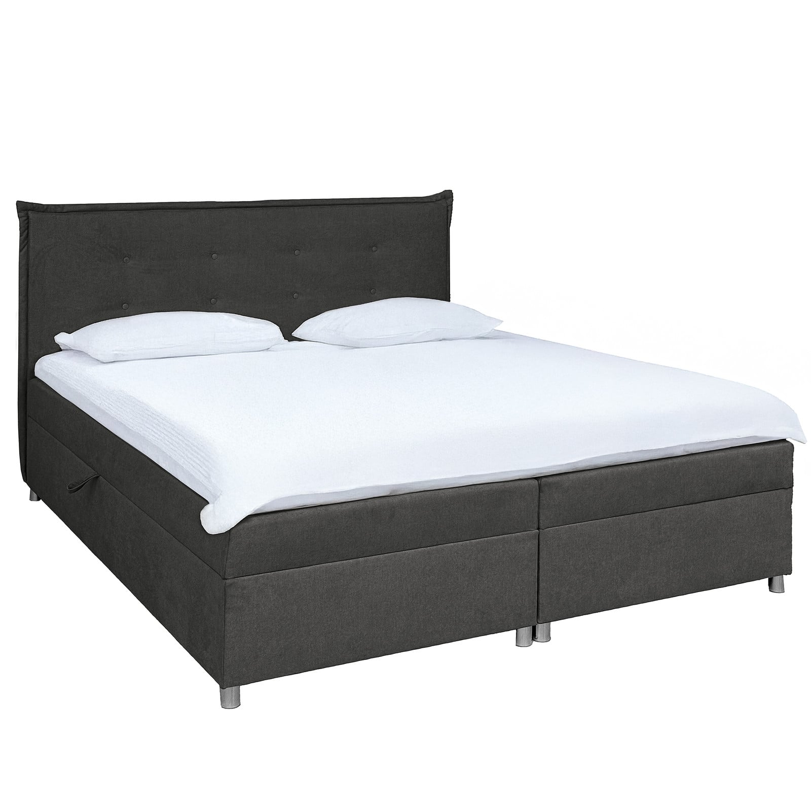 home24 Bed Rajkovi met opbergbox en lift-up basis, grijs microvezel, 180 x 200 cm