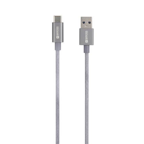 Skross USB-Kabel USB 3.2 Gen1 USB-A Stecker 1.20m Spacegrau Rund, Flexibel, Stoff-Ummantelung SKCA0012A-C120CN