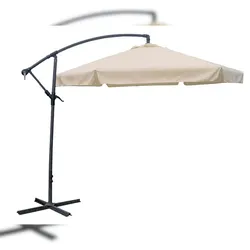 DELUKE Ampelschirm CALLI Ø 300cm 6-eckig Creme Polyester Sonnenschirm mit Ständer UV-Schutz Aluminium Wasserabweisend