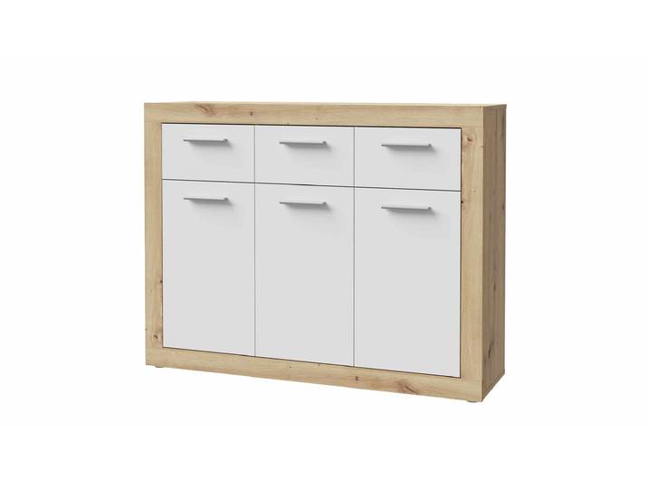 Kommode Artisan Eiche - weiß 118 x 92 cm 3-türig - BACCIO