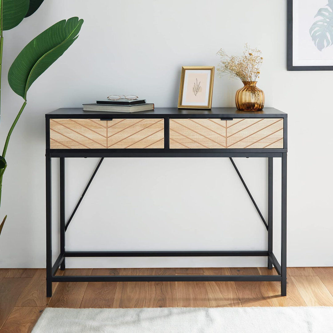 VonHaus Dalton 100cm Console Table Black 76.5cm H X 100cm W X 35cm D