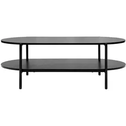Ovaler Couchtisch in schwarzer Holzoptik und Metall L115 cm BRUNA