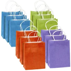 TSI Geschenktüten STREIFEN blau,grün, orange, lila 18,0 x 23,0 cm, 12 St.