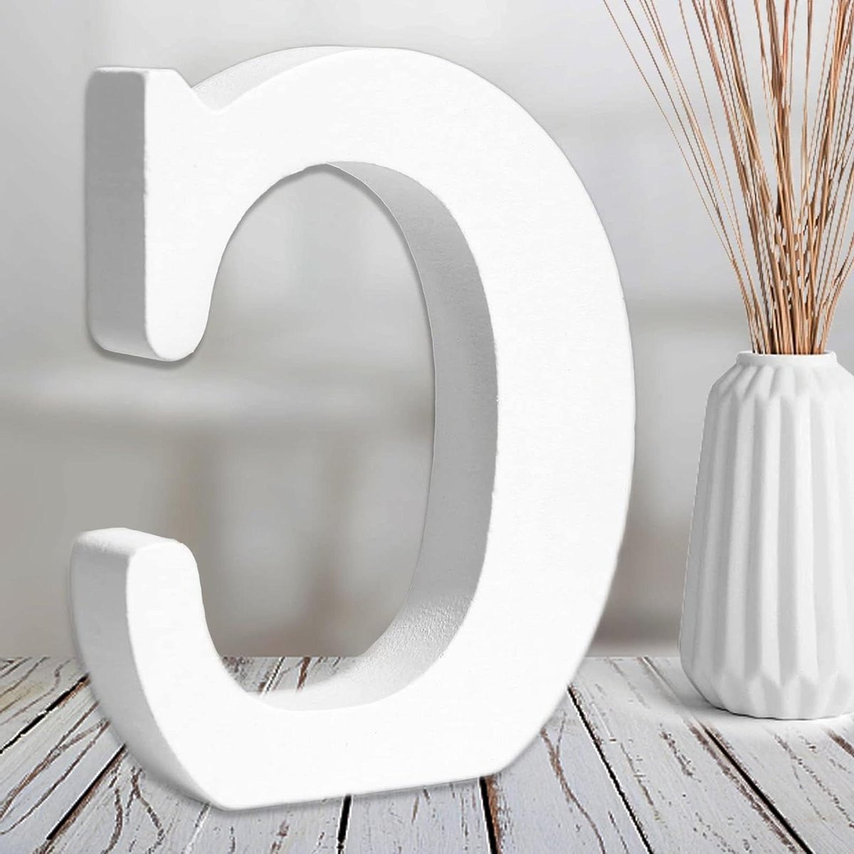 Houten decoratieve alfabet letters voor muurdecoratie - Wit - 6 inch