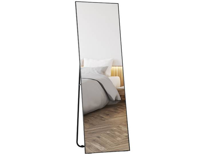 HOMCOM Grand miroir pleine longueur rectangulaire, 50 x 160 cm - miroir sur pied, mural ou pocé contre mur - pour chambre à couc