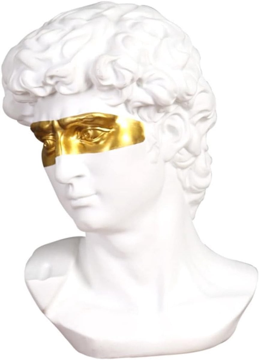 David Ornament Griekse Buste Woondecoratie Wit H 14 x B 10 cm