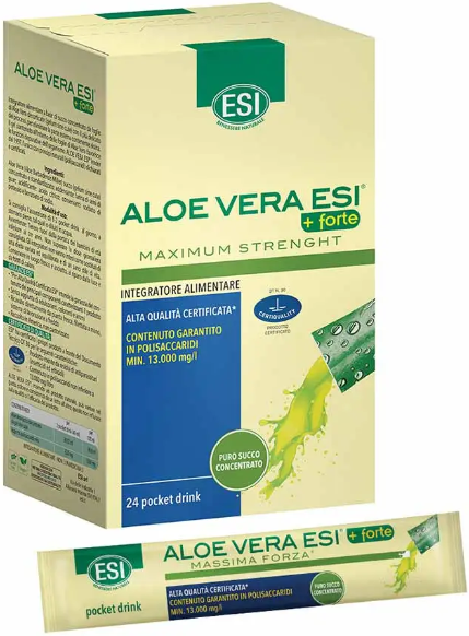 ESI Srl ESI Aloe Vera Succo Concentrato +Forte di Aloe Vera, 24 Pocket Drink