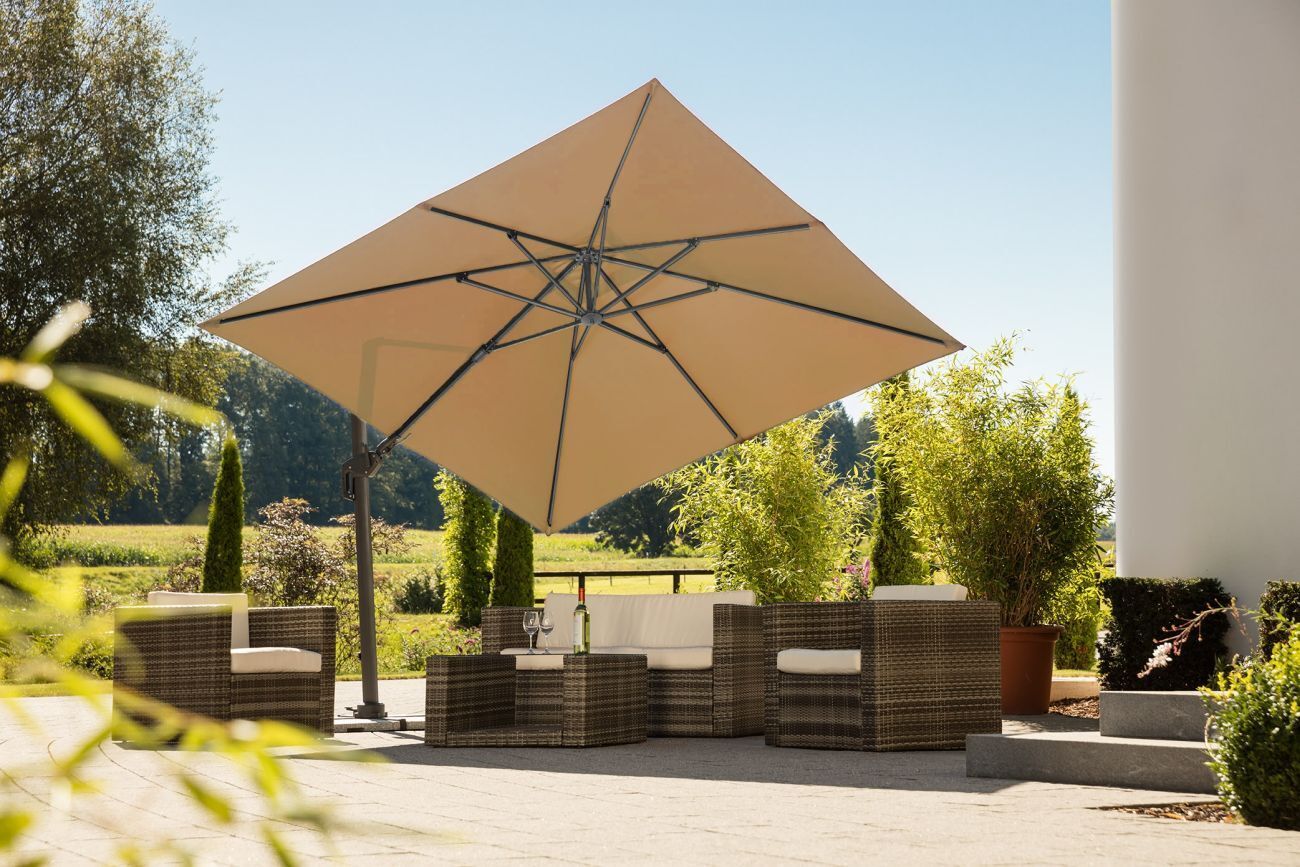 Schneider "Schneider Ampelschirm Sonnenschirm Rhodos Twist 300x300cm natur beige"