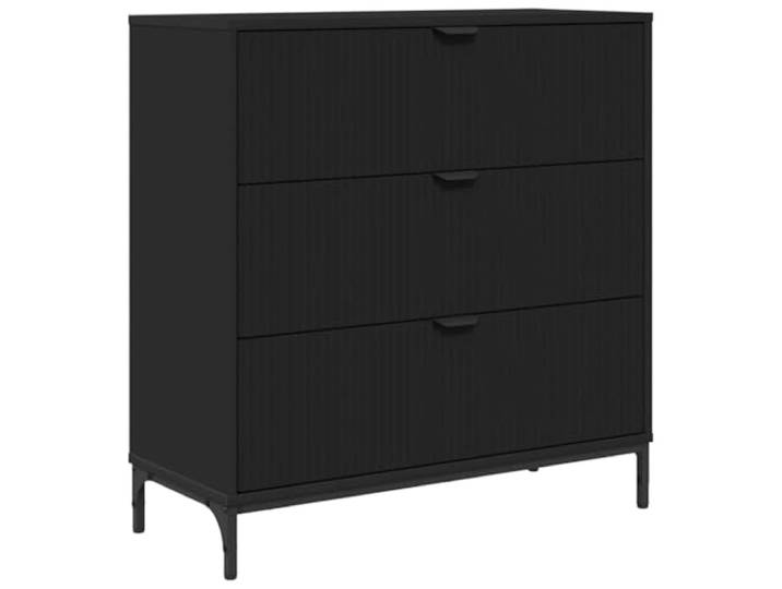 GHVBNMF Sideboard Schwarz 79,5 x 33 x 82 cm Kommode mit 3 Schubladen Vielseitiges Anrichte-Möbel für Esszimmer, Küche und Flur mit 3 Schubladen für geordnete Aufbewahrung.