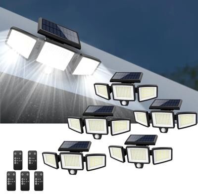 Uplifted Finds Three Head Outdoor Solar Motion Sensor Light With 200 LEDs Waterproof Security Lamp 5 Pcs