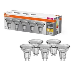 5er-PACK OSRAM LED BASE PAR16 GU10 4,3W wie 50W – 350lm 2700K Warmweiß 36° nicht dimmbar