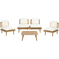 LOUNGE-SET 4-Sitzer Heller Holzfarbton Accadia