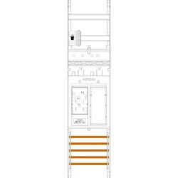 f-tronic 7141101 Zählerfeld ER6L-HSS, 1-feldrig, H=1050mm, 1-eHZ lange Kabel, 1 HSS, 1 Res. ER6LHSS