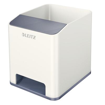 Leitz WOW Sound Stiftehalter Duo Colour Weiß, Grau 9 x 10 x 10,1 cm