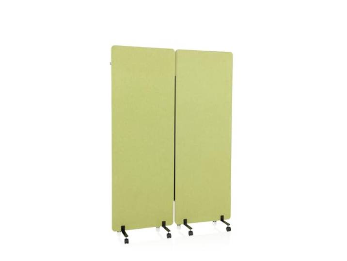 hjh OFFICE Mobile Akustik Trennwand 2er Set 177 x 60 cm FLEXMIUT Stoff Grün Raumteiler mit Rollen & Gleiter 891002
