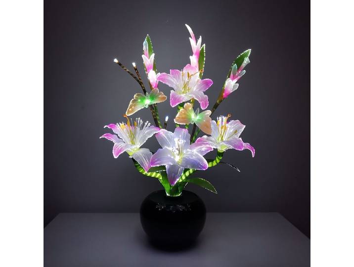 Lampe Led à changement de couleur, fée dynamique, lys, papillon, décor de mariage, fleur artistique en Fiber optique, boutique de fête de noël et du nouvel an