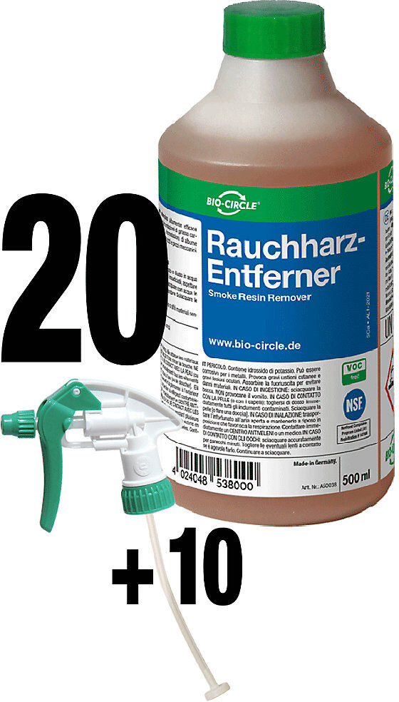 Rauchharz-Entferner, VE 20 Stk + 10 Sprayer, NSF-zertifiziert Bio-Circle