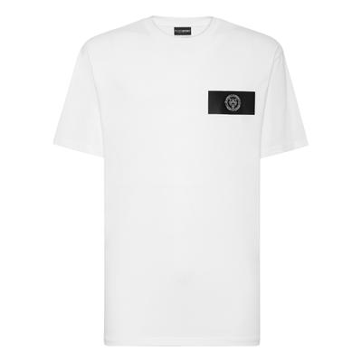 T-Shirt PLEIN SPORT "Kurzarm-Rundhals-T-Shirt", Herren, Gr. XXL, weiß (01, weiß), Obermaterial: 100% Baumwolle, Shirts T-Shirt
