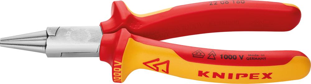 KNIPEX Rundzange VDE mit Mehrkomponenten-Griffen 160mm