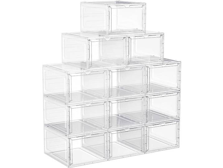 Hansiro Schuhbox Schuhorganizer 12Er-Set, Transparent, Kunststoff, 33x18x25.5 cm, Garderobe, Schuhaufbewahrung, Schuhregale