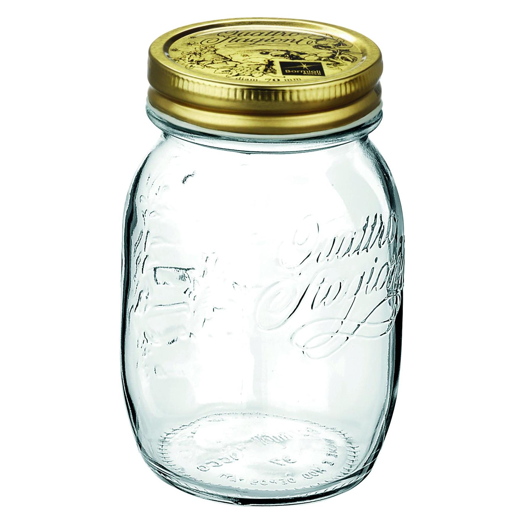 Bormioli Rocco Quattro Stagioni 12 Stück, Inhalt 500 ml, mit Deckel goldfarben (12 Stk., 0.50 l) (Quattro Stagioni Glas)