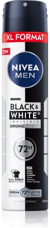 Nivea Men Black & White Invisible Original spray anti-transpirant pour homme 200 ml