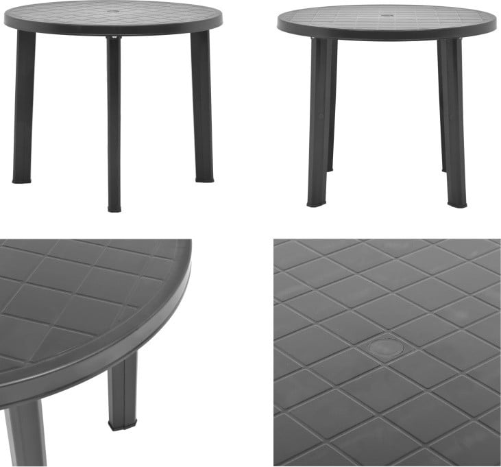 vidaXL Tuintafel antraciet kunststof diameter: 89 cm