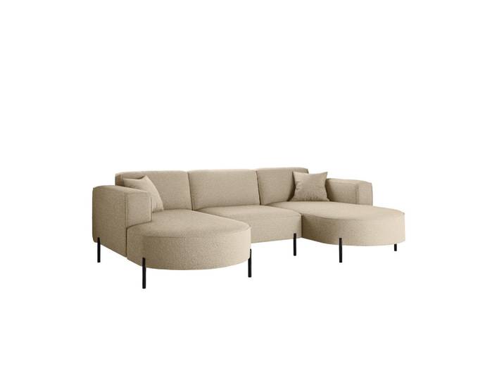 Kaiser Möbel Ecksofa Designer Modena U Rein stoff Quelle Beige, Holz, 299x165 cm, Wohnzimmer, Sofas & Couches, Wohnlandschaften, Ecksofas
