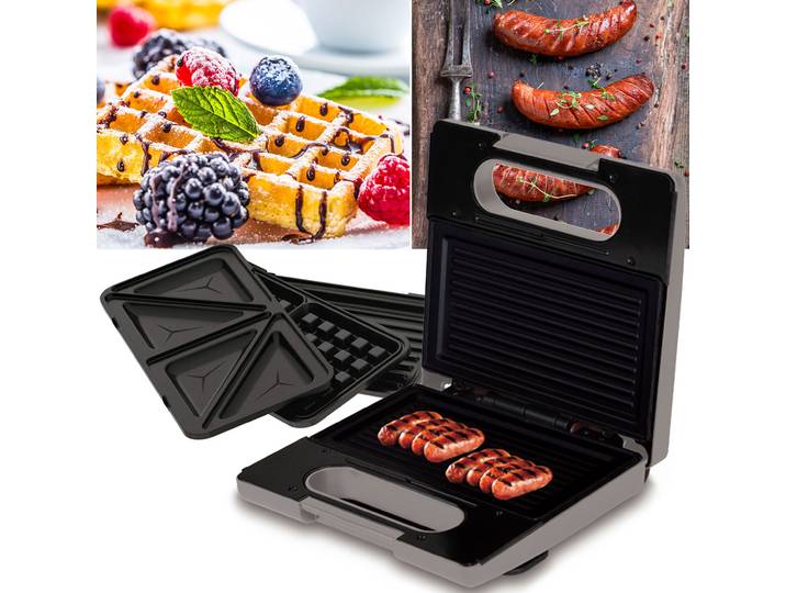 3in1 Sandwichmaker, Waffeleisen & Tischgrill, 780 W, taupe