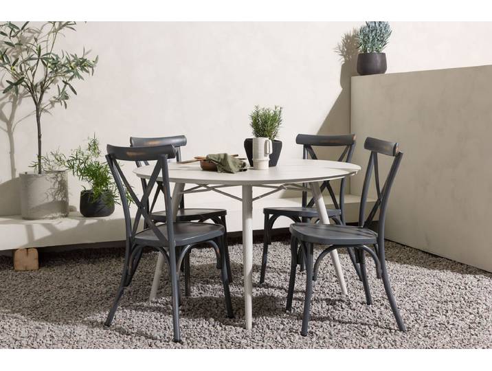 Garten Essgruppe Jonny – 5-teiliges Gartenmöbel-Set mit rundem Tisch aus Aluminium - ?120 - Luxusbetten24