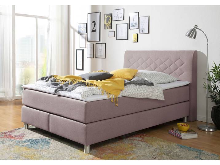 Boxspringbett, 100% Polyester, Rosa, 140×200 cm, Inklusive Topper, Modern, Inosign