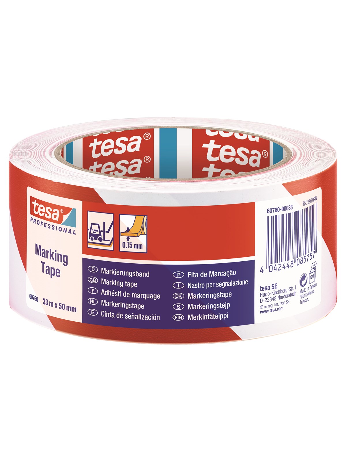 tesa Floor Marking Tape 33m x 50m Red-White