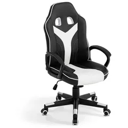 BOOOM Gamingstuhl Valenza Lederoptik Schwarz, Weiß Schwarz /