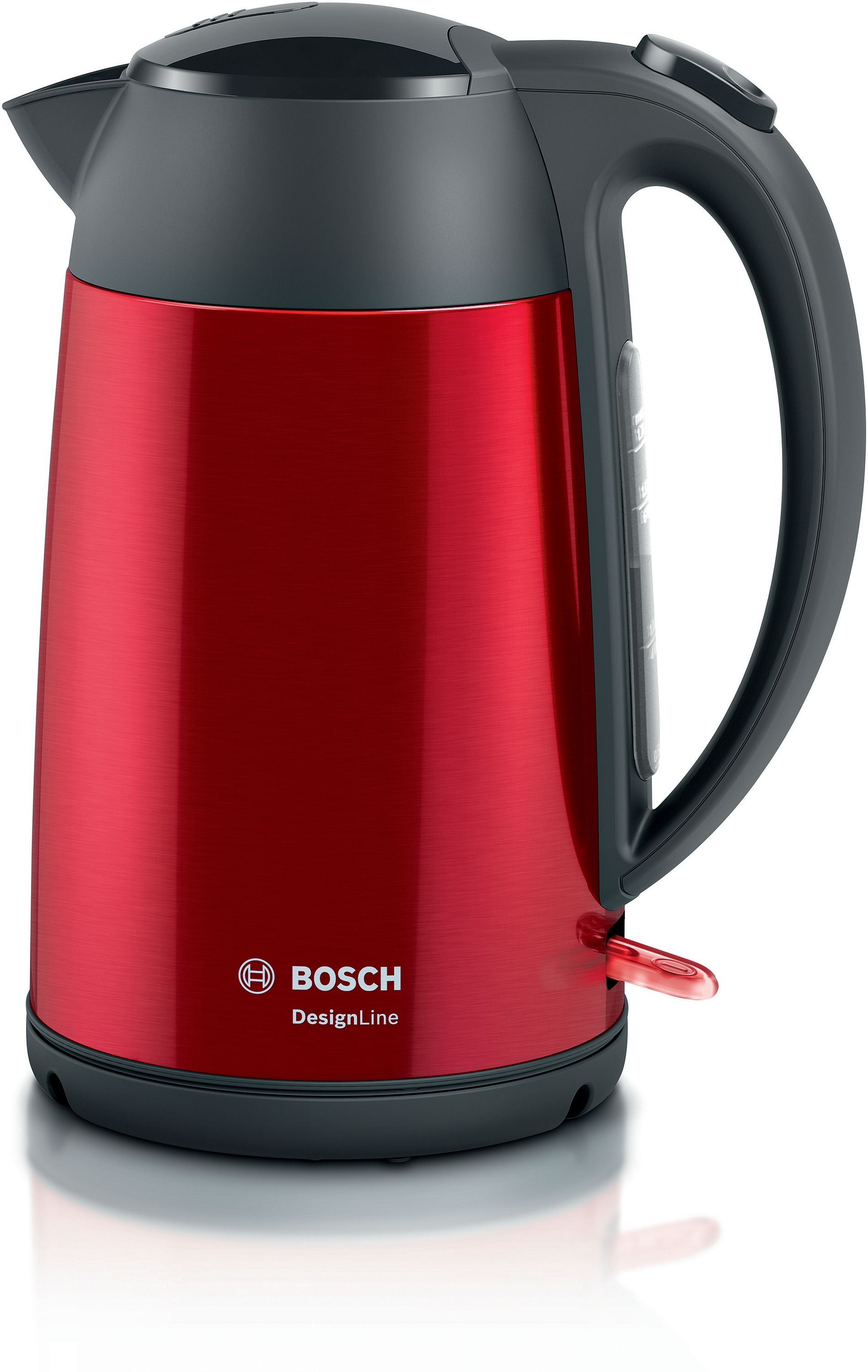 Bosch TWK3P424 DesignLine 1,7 l Wasserkocher 2400 W (Grau, Rot)