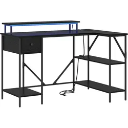 vidaXL Schreibtisch mit Regal Schwarz Eichen-Optik 120 x 79 x 86,5 cm