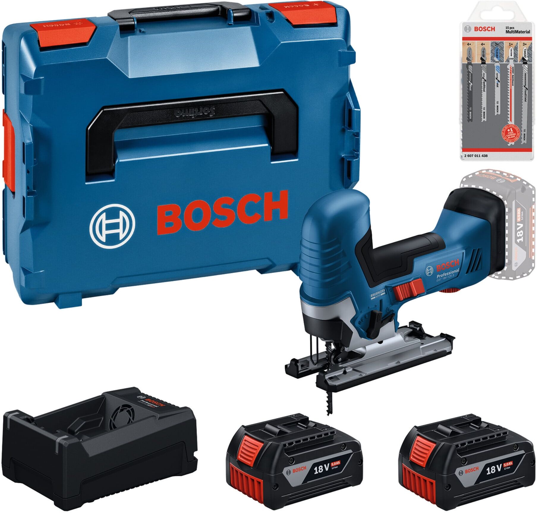Bosch Stichsäge GST 18V-125 S 2x 5,0Ah Akku Set (0615A500E5)