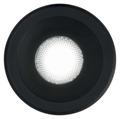 IdealLux 244846 VIRUS LED inbouwspot voor buiten, 3W, 210lm, 3000K, IP20, zwart